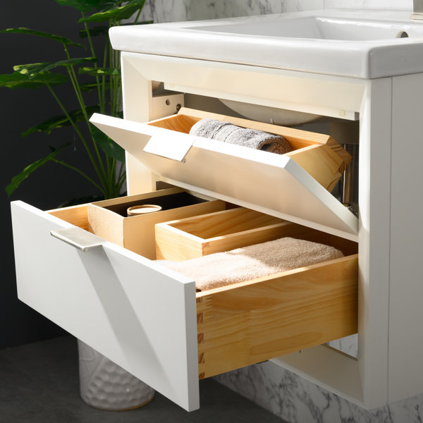 Everly Quinn Draven 24'' Wall Mounted Single Bathroom Vanity with